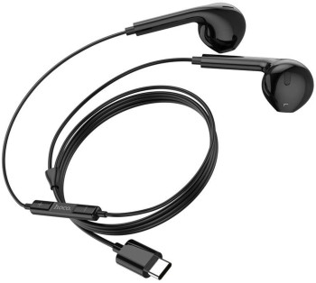 Casti cu Fir si Microfon 1.2m USB-C Hoco Crystal Joy M101 - Negru
