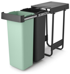 Cos de gunoi Brabantia Sort and Go 1008863 2x30 l Instalare interna cu cadru telescopic Gri/verde 