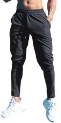 Pantaloni Sport Barbati Regular Fit usor elastici cu buzunare Negru - M 