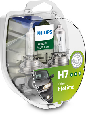 Set 2 Becuri Far H7 55W 12V Long Life EcoVIsion Philips 