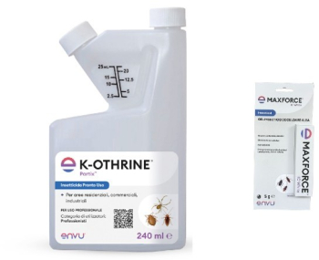 Set insecticid K-Othrine Partix SC 250 ml si gel Envu - Bayer Max Force 5 gr anti insecte plosnite de pat tantar negru gandaci purici muste