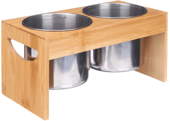 Suport din metal dublu pentru ustensile cu suport din bambus 12 x 23 x 12 cm 