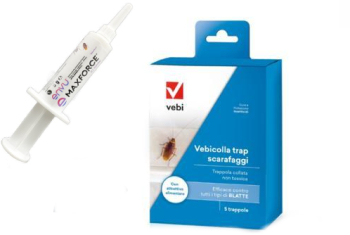 Set Insecticid profesional Max Force 5 gr solutie contra gandacilor de bucatarie si canalizare si 5 x Capcane adezive gandaci Vebicolla 
