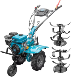 Motocultor pe benzina 7CP DKD 100B cu set freze si roti cauciuc 
