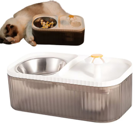 Dispenser apa si mancare pentru pisici 3L 300ml alb 15x31x17cm