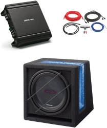 Pachet Subwoofer Alpine Subwoofer DE 20CM 8&Prime 400W SBG-844BR + Amplificator MRV-M250 MONO 550W + Kit cabluri LK-10 de 10mm² A 