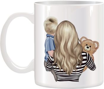 Cana alba personalizata ceramica Mama si Fiul INOVATIX® . 330ml 