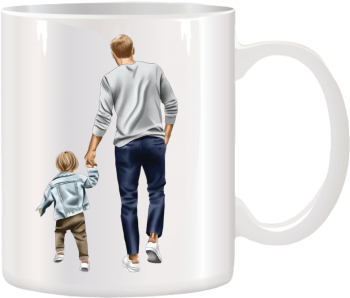 Cana alba ceramica personalizata Tata si Fiu INOVATIX® . 330ml 
