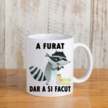 Cana alba personalizata A furat dar a si facut INOVATIX® . 330ml