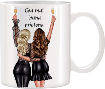 Cana alba personalizata Cea mai buna Prietena INOVATIX® . 330ml 