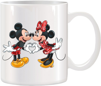 Cana alba personalizata cu Mickey si Minnie INOVATIX® . 330ml 