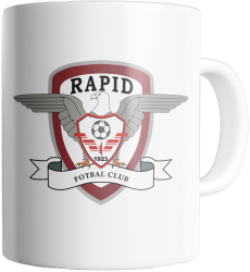 Cana alba personalizata FC Rapid Bucuresti- fotbal LIGA 1 INOVATIX® . 330ml 