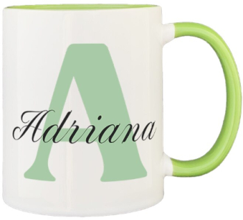 Cana maner verde personalizata prenume Adriana INOVATIX® . 330ml 