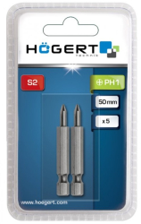 Set 2 biti de surubelnita Hogert hexagonal PH2 50mm otel S2 