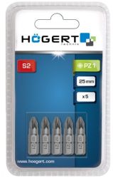 Set 5 biti de surubelnita Hogert hexagonal PZ1 25 mm 