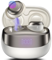 Casti wireless inteligente EM-HE029A-GOLD Afisaj LED digital Bluetooth 5.1 HiFi control tactil microfon HD integrat reducere zgomot 