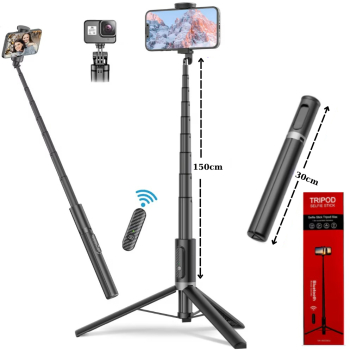 Selfie stick multifunctional CALITATE PREMIUM 30cm-150cm Trepied Suport pentru telefon Bluetooth Telecomanda detasabila 
