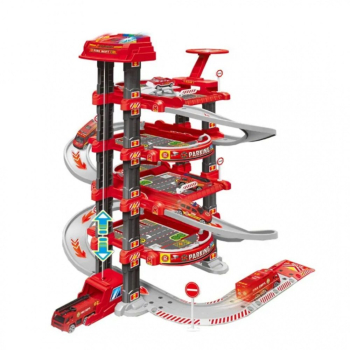 Set Parcare Pompieri etajata cu covor de joaca urban 