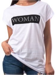 Tricou dama Woman imprimeu text bumbac alb XXL 