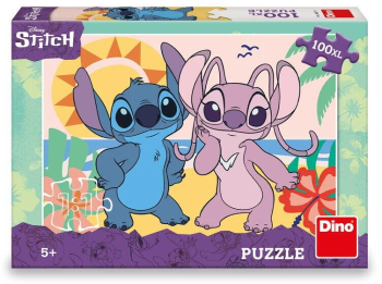 Puzzle XL - Stitch si Angel la plaja 100 piese 