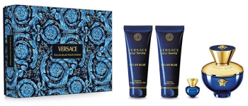 Set cadou Versace Dylan Blue pentru femei EDP 100 ml + EDP 5 ml + 100 ml gel de dus + 100 ml lotiune de corp 
