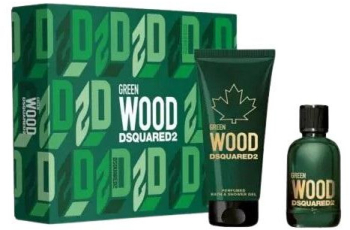 Dsquared Green Wood For Him Set cadou pentru barbati EDT 100 ml + 100 ml gel de dus + breloc