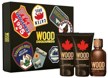 Dsquared Wood For Him Set cadou pentru barbati EDT 100 ml + 100 ml gel de dus + 100 ml balsam dupa ras