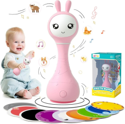 Iepuras interactiv pentru bebelusi Alilo Smarty Bunny roz RO/EN 