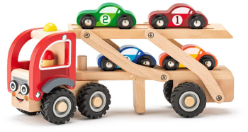Jucarie din lemn - Camion cu masini de curse 