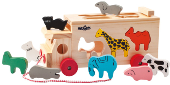 Jucarie din lemn - Camion de sortare cu forme animale 
