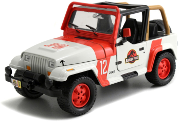 Masinuta metalica Jeep Wrangler Jurassic World 1992 scara 1 24 