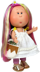 Papusa Nines DOnil Colectia Little Mia cu parul curcubeu 23 cm 