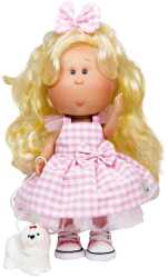Papusa Nines DOnil Mia cu parul blond catel articulatii miros de vanilie 30 cm 