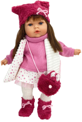 Papusa Nines DOnil Tita cu parul saten haine de iarna miros de vanilie 45 cm 