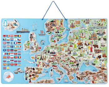 Puzzle si joc 3 in 1 - Harta magnetica a Europei in limba engleza 192 piese 