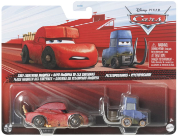 Set 2 masinute metalice Cars 3 - Cave Fulger Mcqueen si Pitstoposaurus 