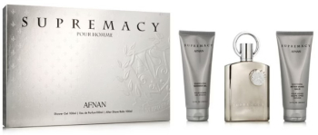 Set cadou Afnan Supremacy Argint pentru barbati EDP 100ml + 100ml balsam dupa ras + 100ml gel de dus