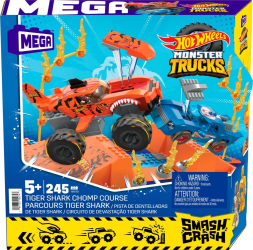 Set constructie cursa Tiger Shark Chomp Hot Wheels Monster Truck Mega 245 piese 