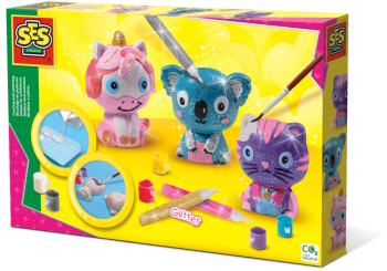 Set creativ mulaj si pictura - Animale cu glitter 