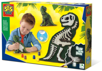 Set creativ mulaj si pictura - T-rex cu schelet fotoluminescent 
