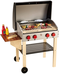 Set de joaca din lemn - Gratar gourmet cu mancare 22 piese 