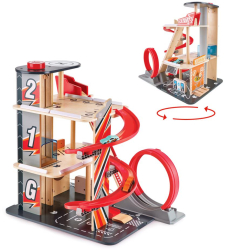 Set de joaca din lemn Hape - Garaj cu cascadorii Gearhead 