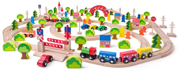 Set de joaca din lemn tren maxi 120 piese 