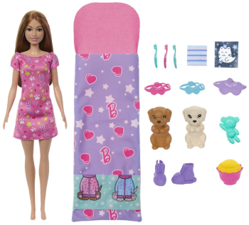 Set de joaca papusa Barbie cu 2 catelusi Color Change 