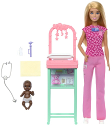 Set de joaca papusa blonda Barbie Cariere - Pediatru