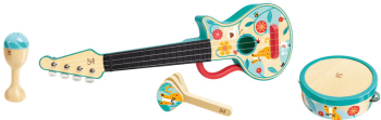Set de ukulele din lemn 4 in 1 pentru copii 