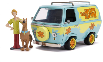 Set microbuz metalic scara 1 24 cu 2 figurine Scooby-Doo si Shaggy 