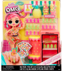 Set papusa cu accesorii L.O.L. Surprise OMG Sweet Nails Pinky Pops Fruit Shop 