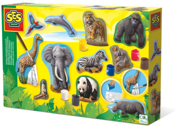 Set pentru copii cu mulaj si pictura cu animale din jungla 