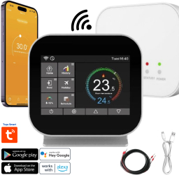 Termostat de ambient inteligent BIRAI® MC6 Controlat Prin Internet/Smartphone Programabil WiFi din Aplicatia Tuya sau Smart Life Alexa